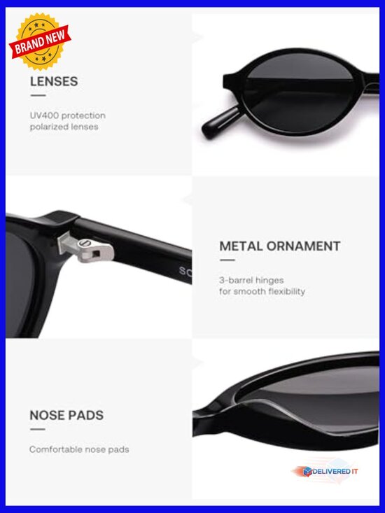 Handmade Acetate Polarized Oval Sunglasses Y2K Retro Vintage Narrow Fit main image 6